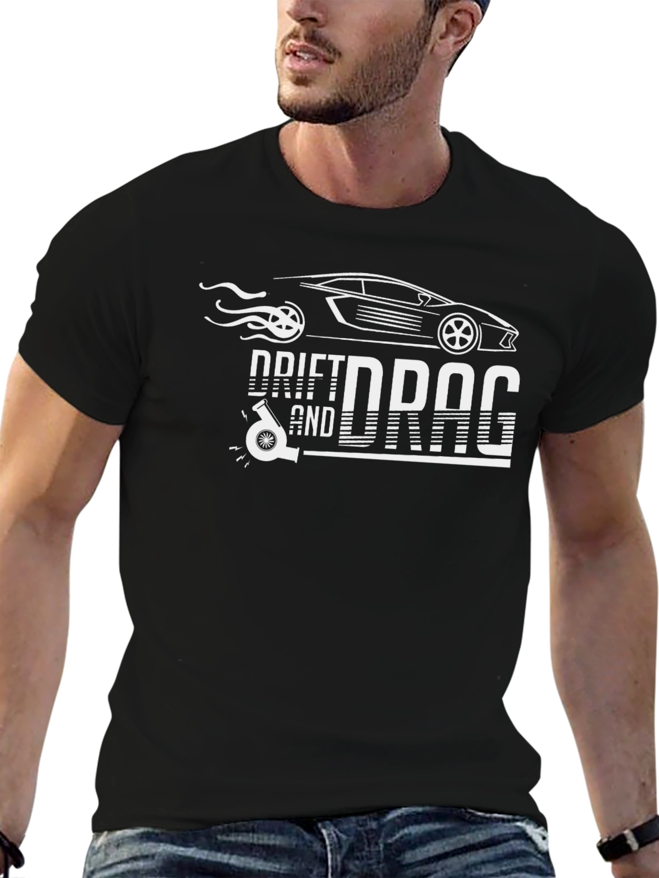 Drift and Drag Black Graphic T-Shirt
