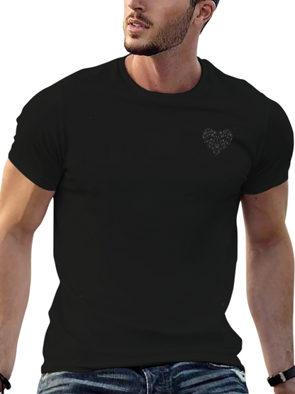 Black Crew Neck Tee with Subtle Heart Detail