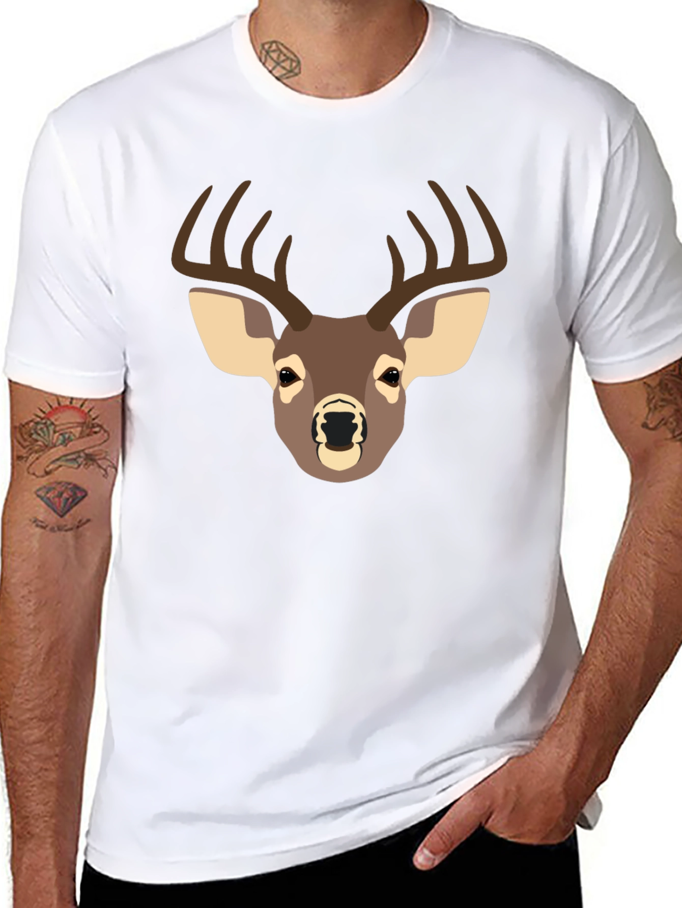 Deer Graphic T-Shirt - Black Casual Tee