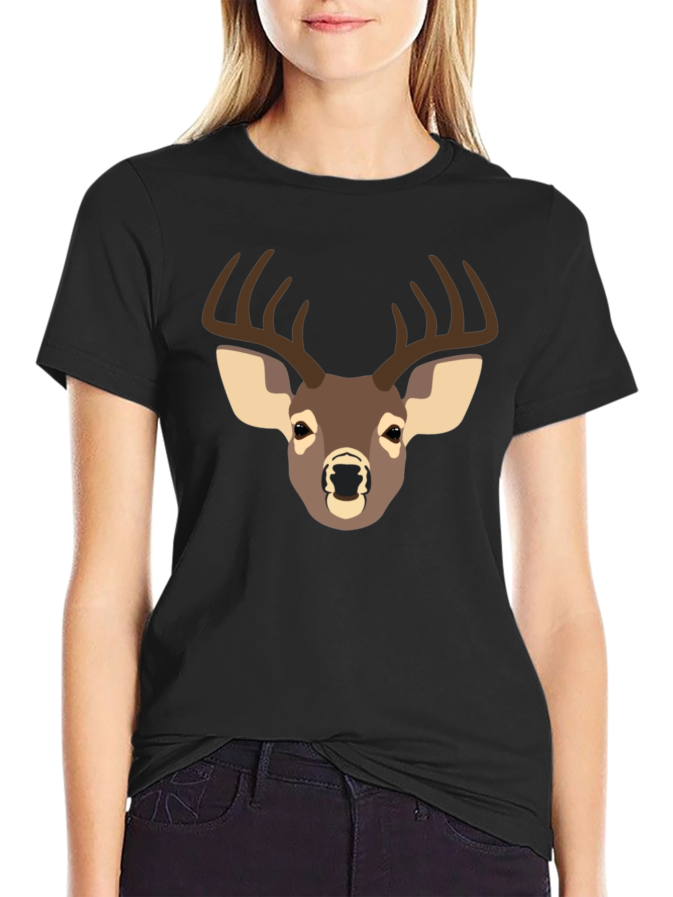 Deer Graphic T-Shirt - Black Casual Tee
