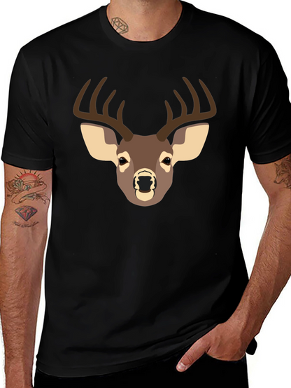 Deer Graphic T-Shirt - Black Casual Tee