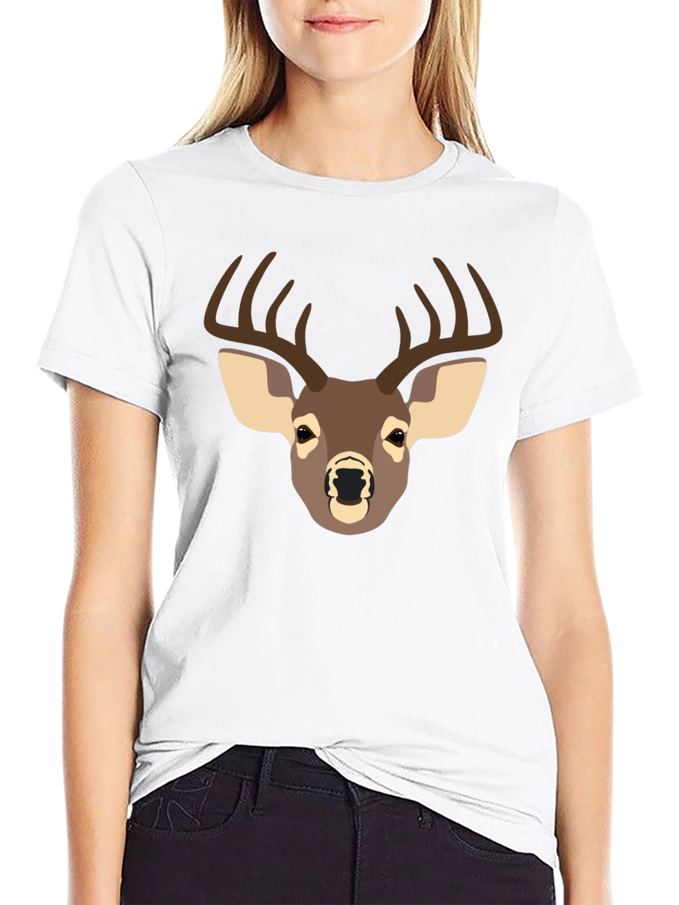 Deer Graphic T-Shirt - Black Casual Tee
