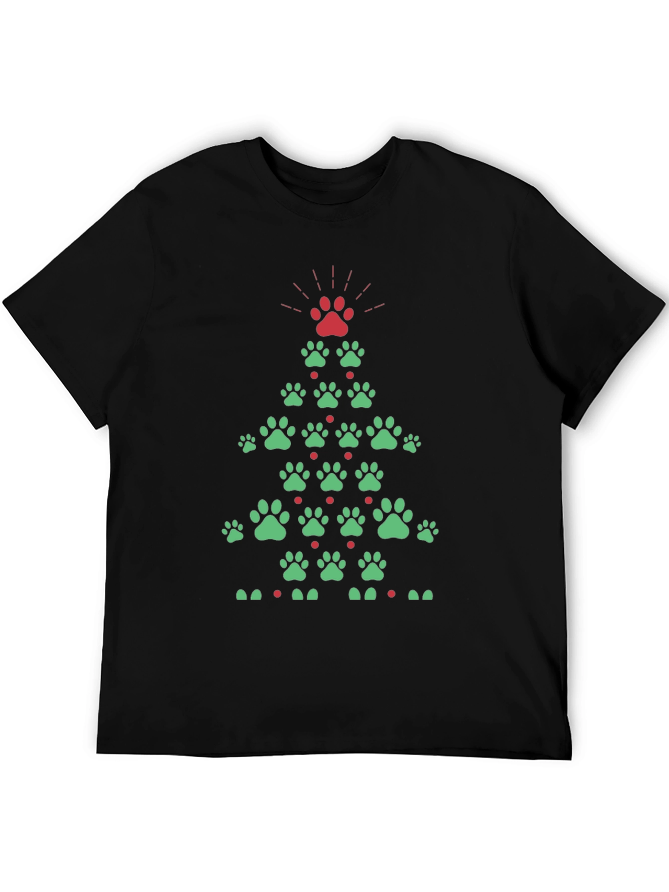Festive Paw Print Christmas Tree T-Shirt