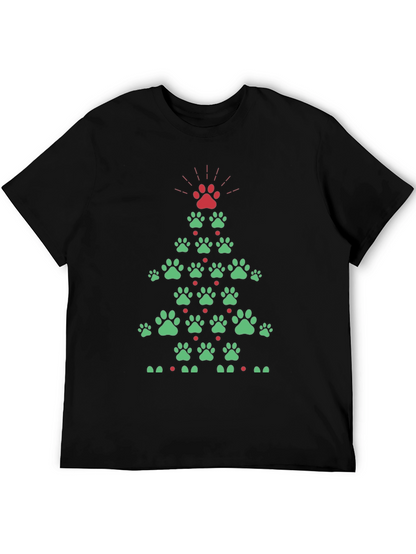 Festive Paw Print Christmas Tree T-Shirt