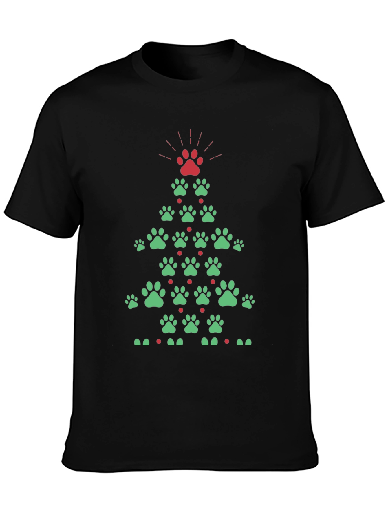 Festive Paw Print Christmas Tree T-Shirt