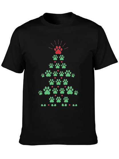 Festive Paw Print Christmas Tree T-Shirt