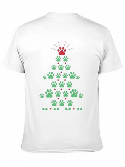 Festive Paw Print Christmas Tree T-Shirt