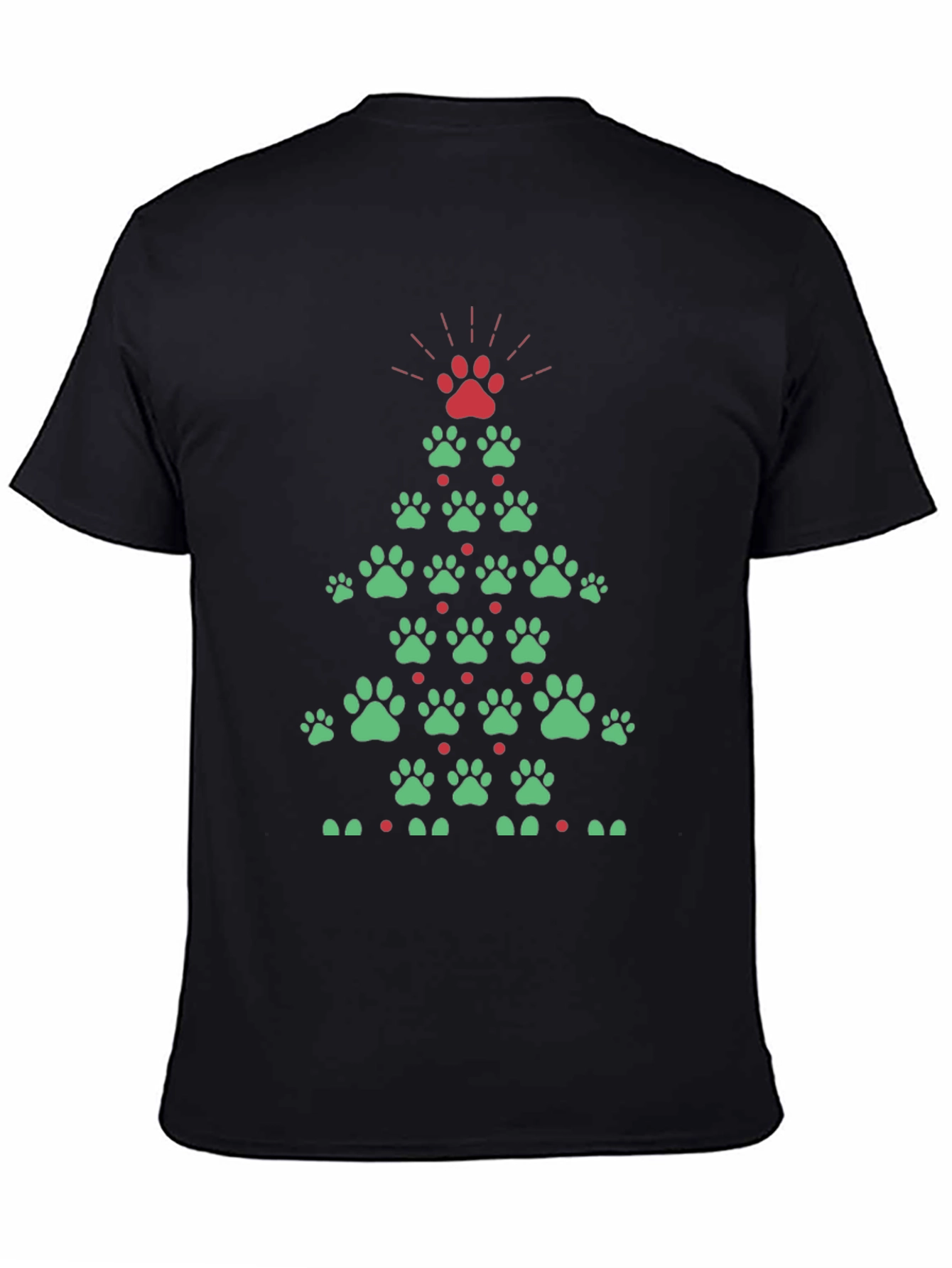 Festive Paw Print Christmas Tree T-Shirt