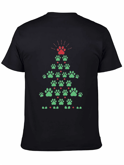 Festive Paw Print Christmas Tree T-Shirt
