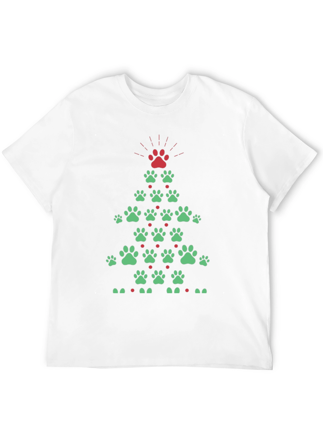 Festive Paw Print Christmas Tree T-Shirt