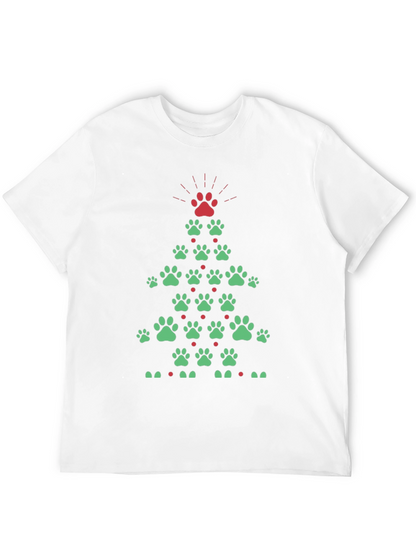 Festive Paw Print Christmas Tree T-Shirt
