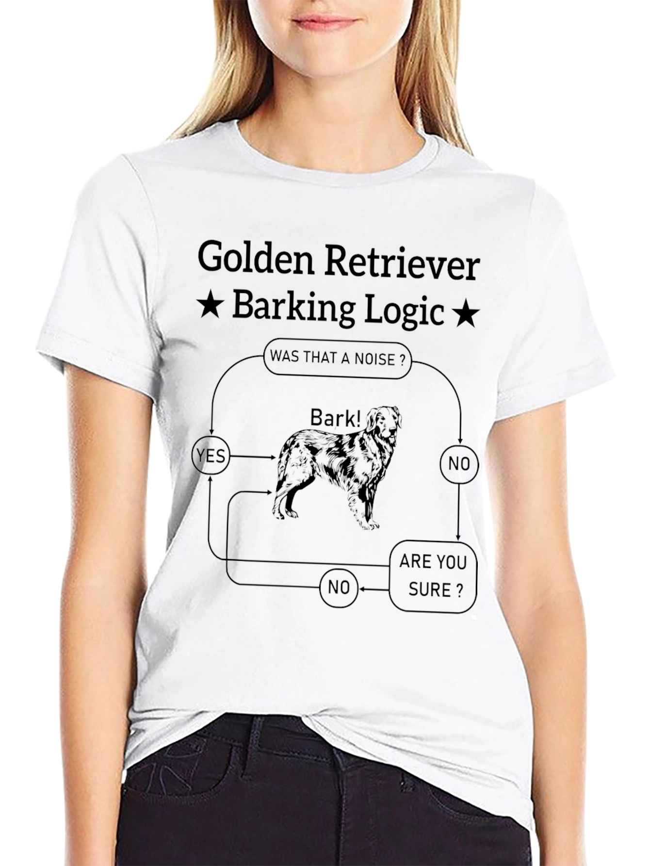 Golden Retriever Barking Logic Graphic T-Shirt