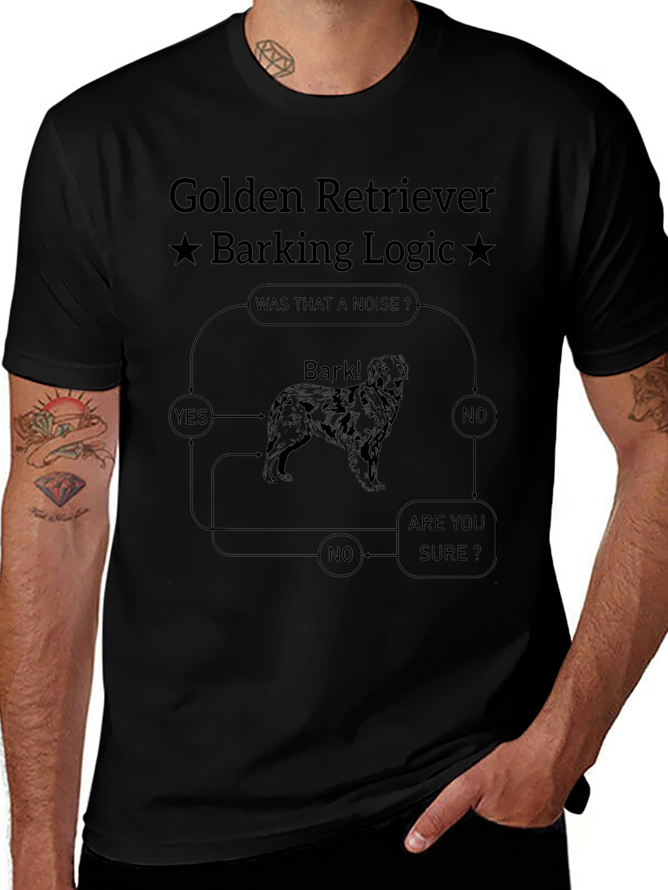 Golden Retriever Barking Logic Graphic T-Shirt