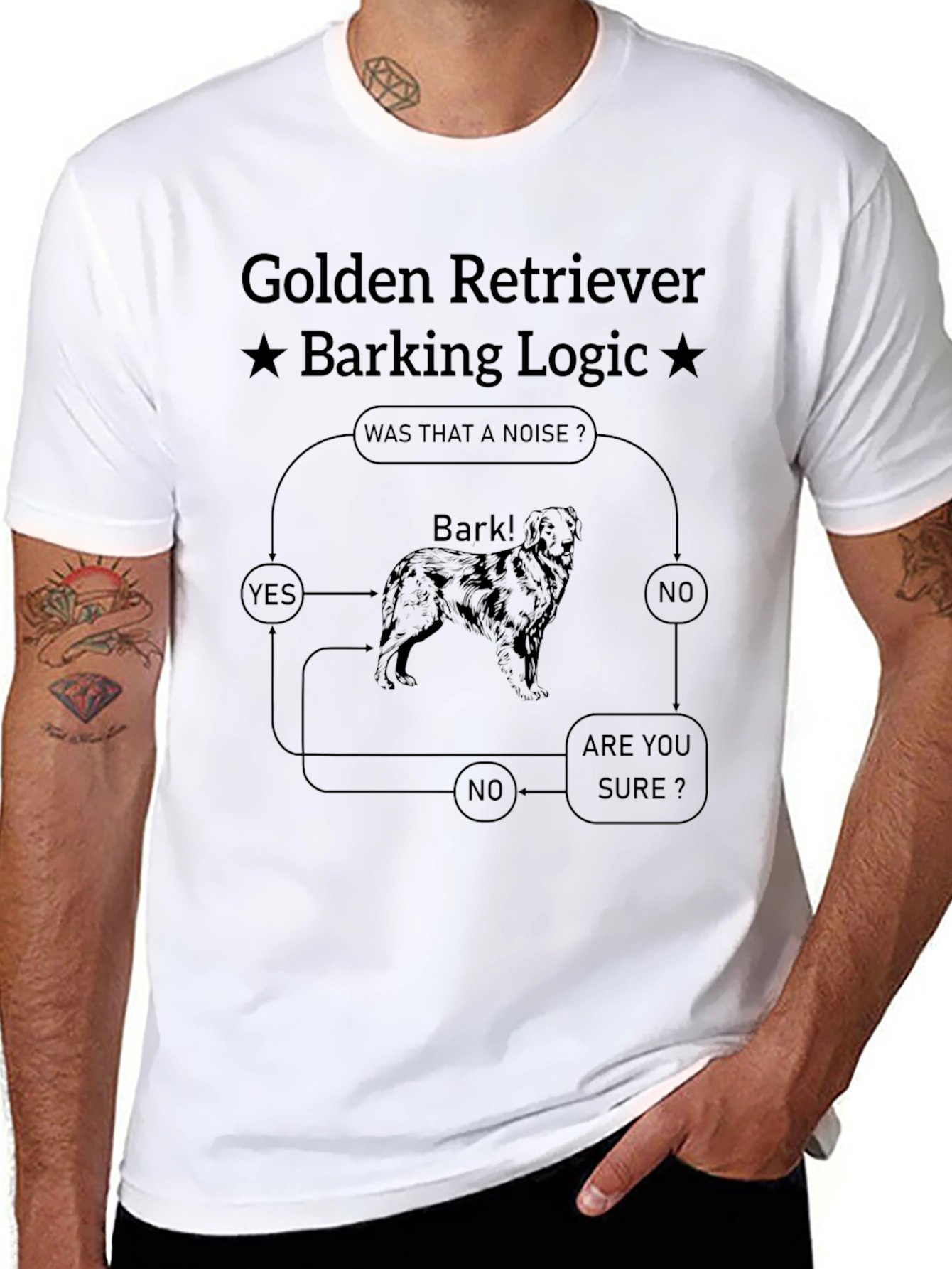 Golden Retriever Barking Logic Graphic T-Shirt