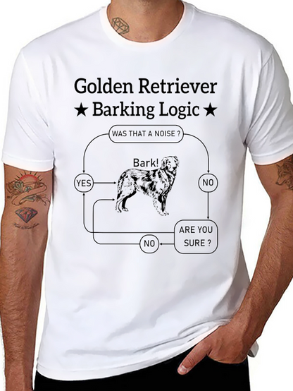 Golden Retriever Barking Logic Graphic T-Shirt