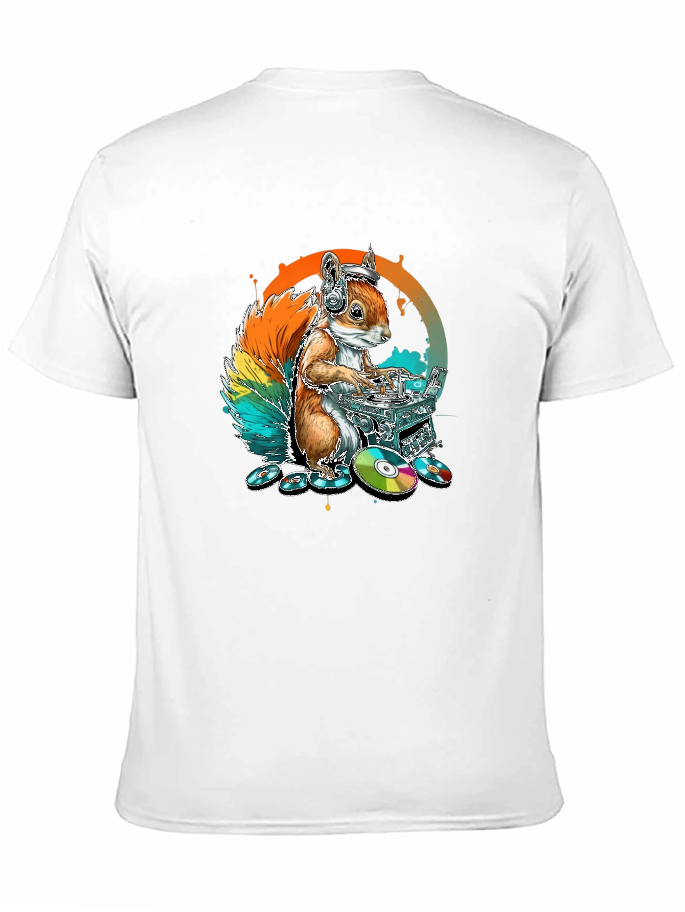 DJ Squirrel Graphic Tee - Black Cotton T-Shirt