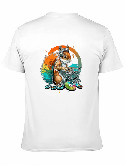 DJ Squirrel Graphic Tee - Black Cotton T-Shirt