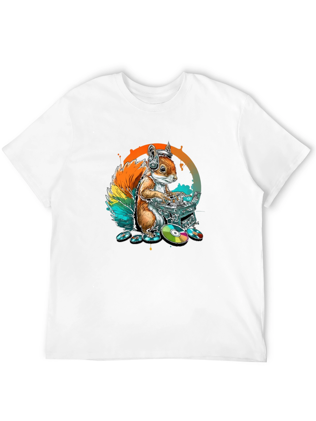 DJ Squirrel Graphic Tee - Black Cotton T-Shirt