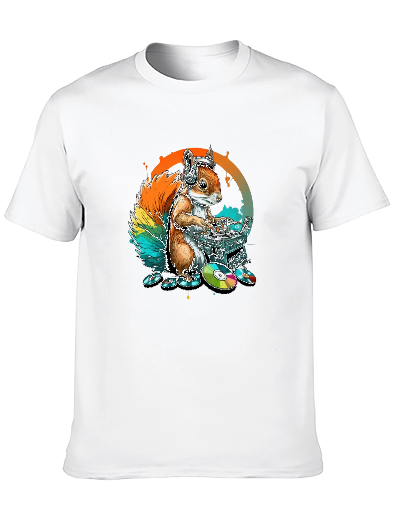 DJ Squirrel Graphic Tee - Black Cotton T-Shirt