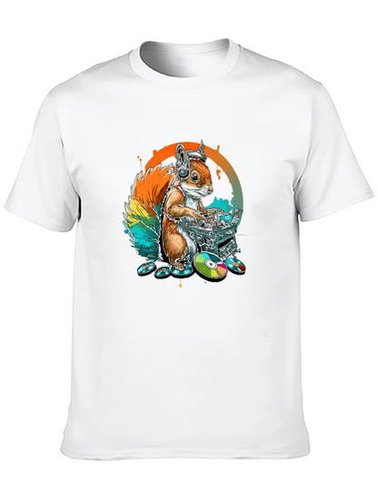 DJ Squirrel Graphic Tee - Black Cotton T-Shirt