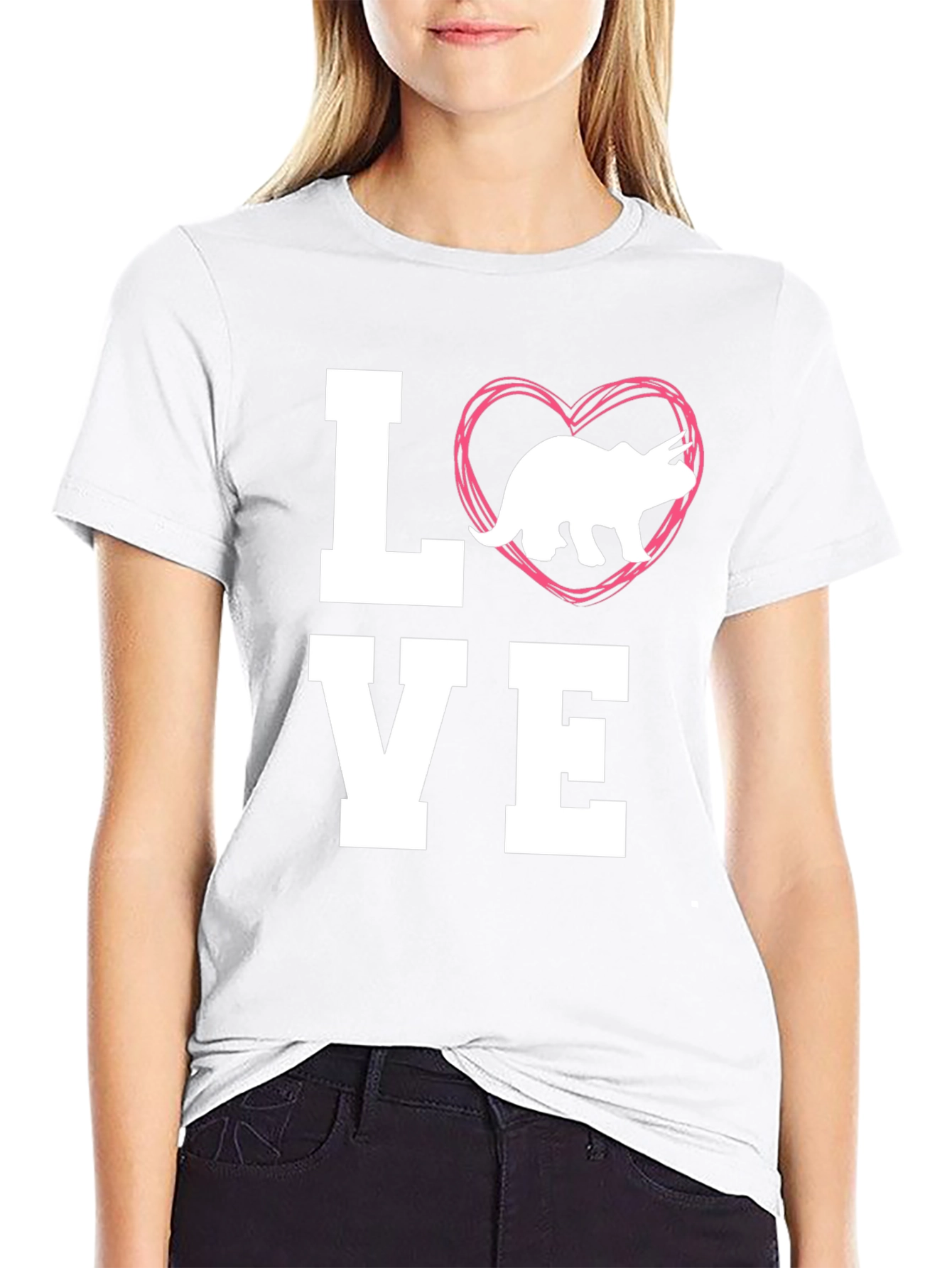 Love Triceratops Dinosaur Graphic Tee