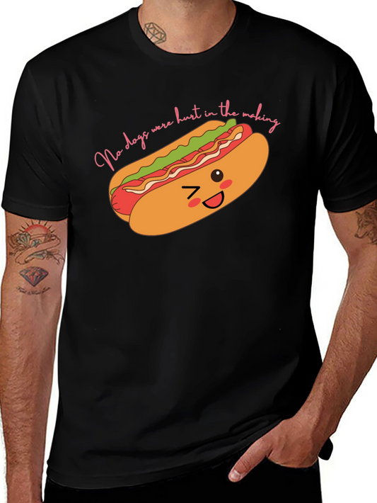 Humorous Hot Dog Graphic T-Shirt - No Dogs Harmed!