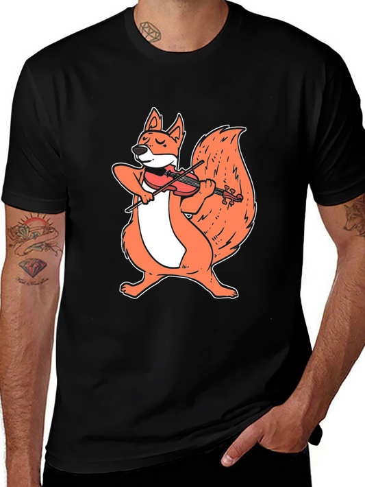 Fox Violinist Graphic Tee - Quirky Animal Music Lover Shirt