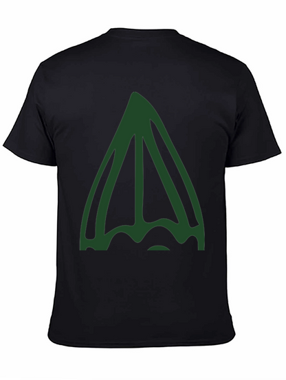 Unique Green Abstract Graphic Black T-Shirt