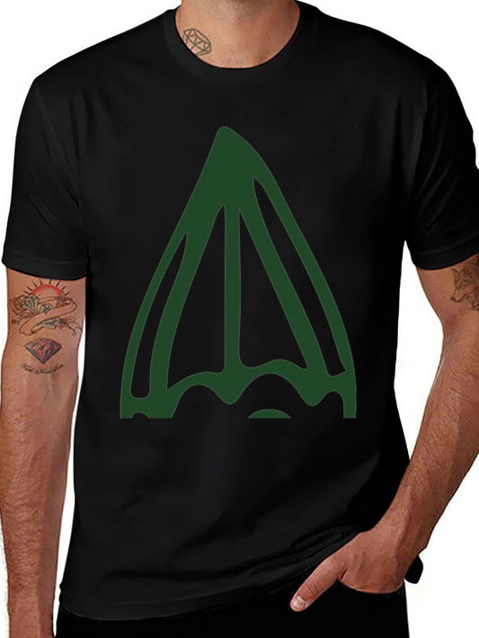 Unique Green Abstract Graphic Black T-Shirt