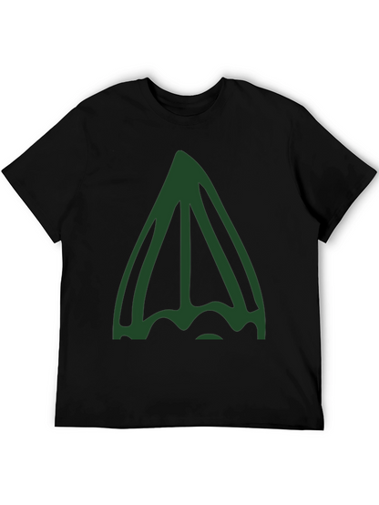 Unique Green Abstract Graphic Black T-Shirt