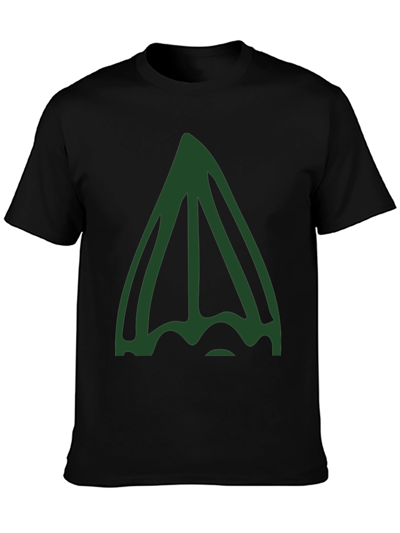 Unique Green Abstract Graphic Black T-Shirt