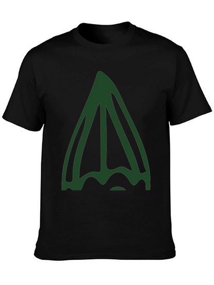Unique Green Abstract Graphic Black T-Shirt