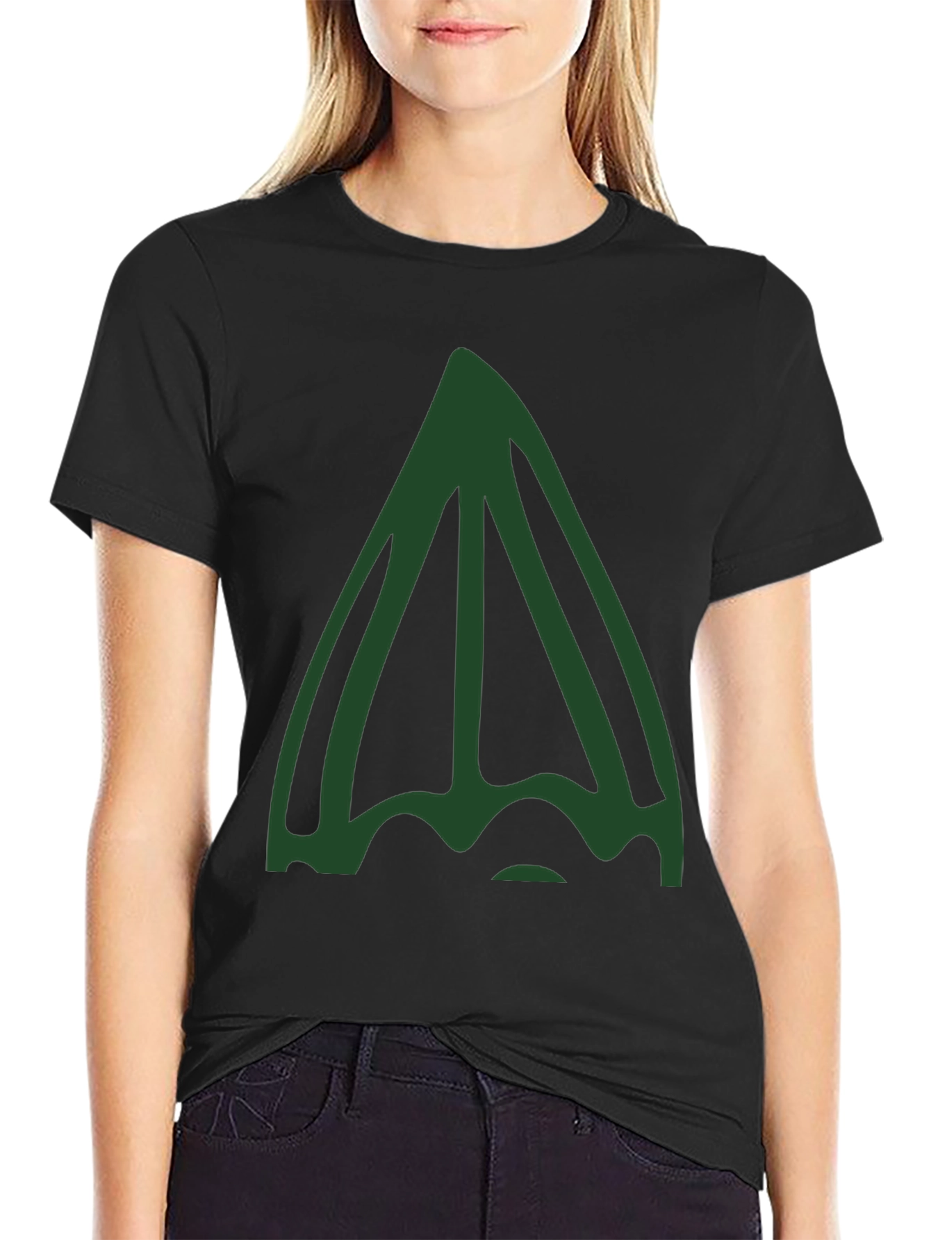 Unique Green Abstract Graphic Black T-Shirt