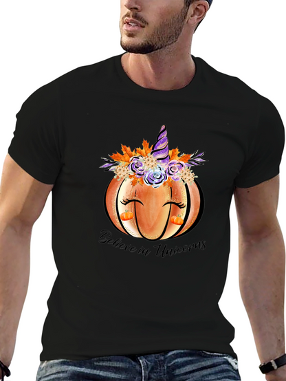 Pumpkin Unicorn Graphic T-Shirt Fall Tee
