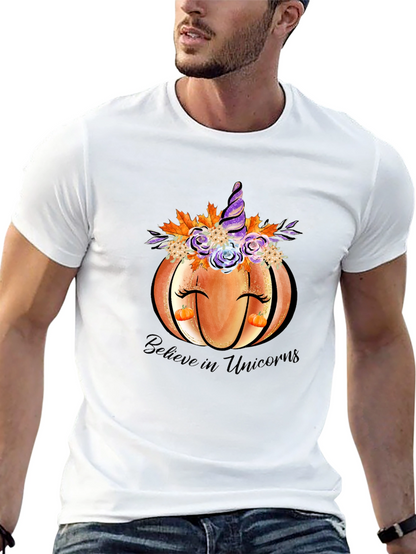 Pumpkin Unicorn Graphic T-Shirt Fall Tee