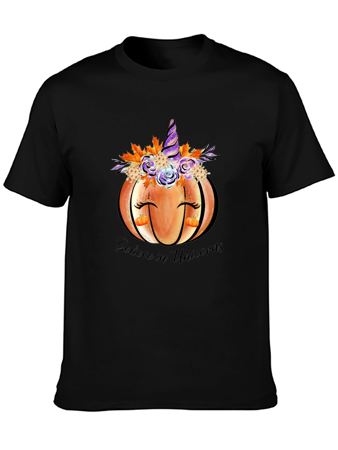 Pumpkin Unicorn Graphic T-Shirt Fall Tee