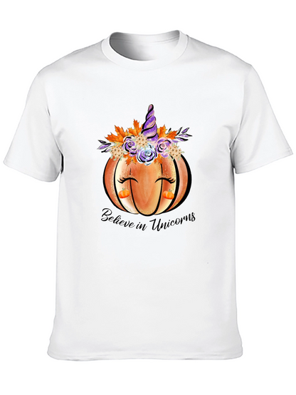 Pumpkin Unicorn Graphic T-Shirt Fall Tee