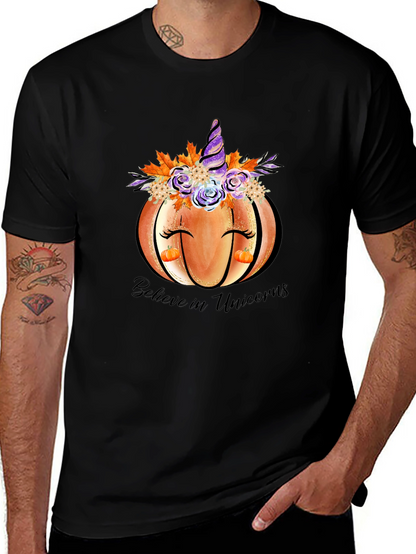 Pumpkin Unicorn Graphic T-Shirt Fall Tee