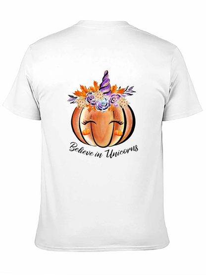 Pumpkin Unicorn Graphic T-Shirt Fall Tee