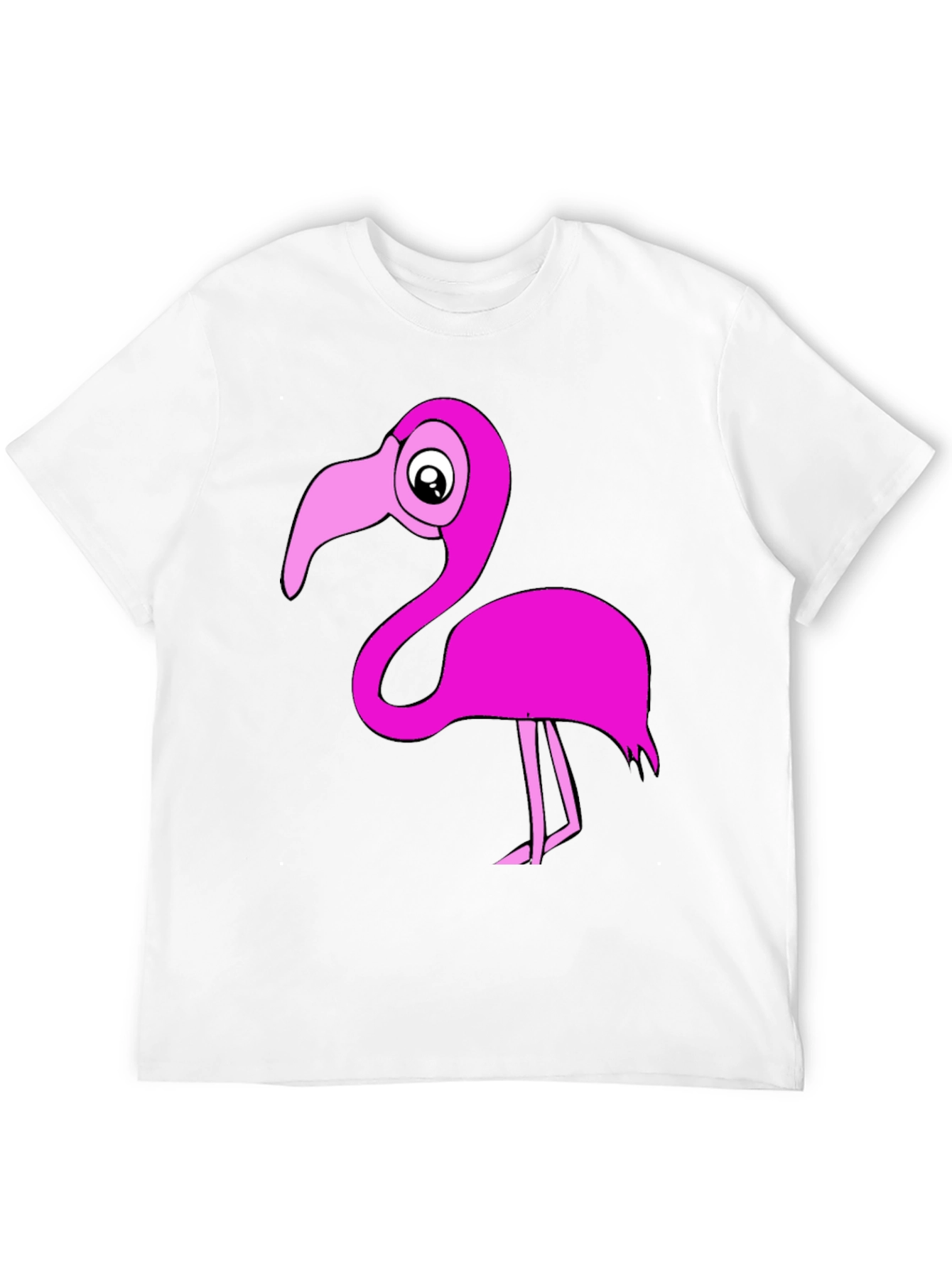 Black Flamingo T-Shirt: Fun Cartoon Pink Bird