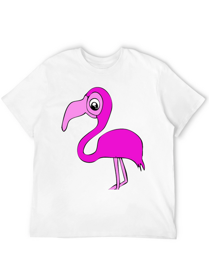 Black Flamingo T-Shirt: Fun Cartoon Pink Bird
