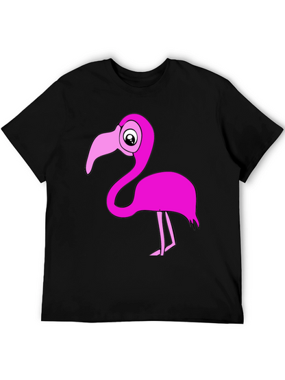 Black Flamingo T-Shirt: Fun Cartoon Pink Bird