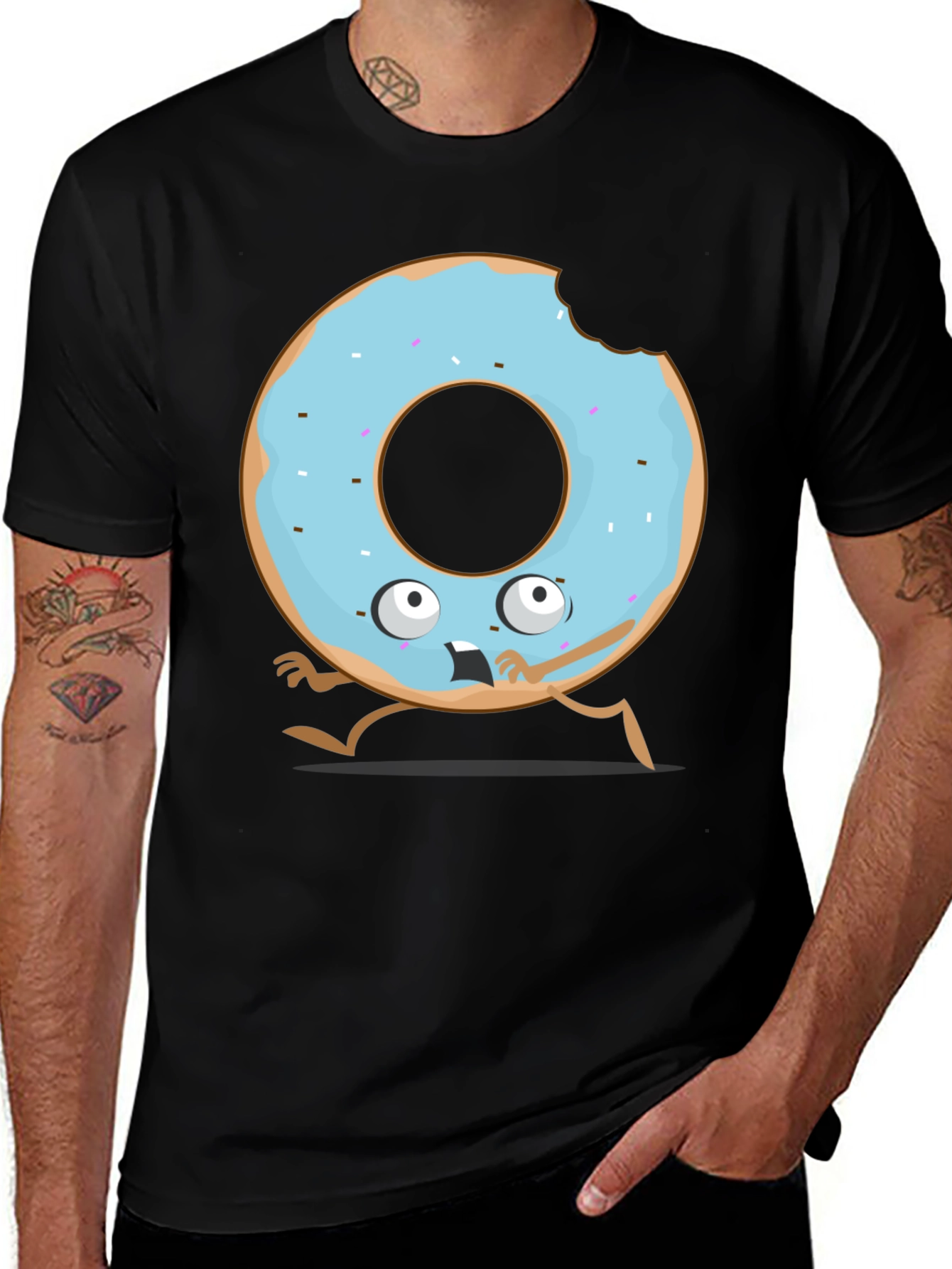 Funny Donut Cartoon Graphic T-Shirt