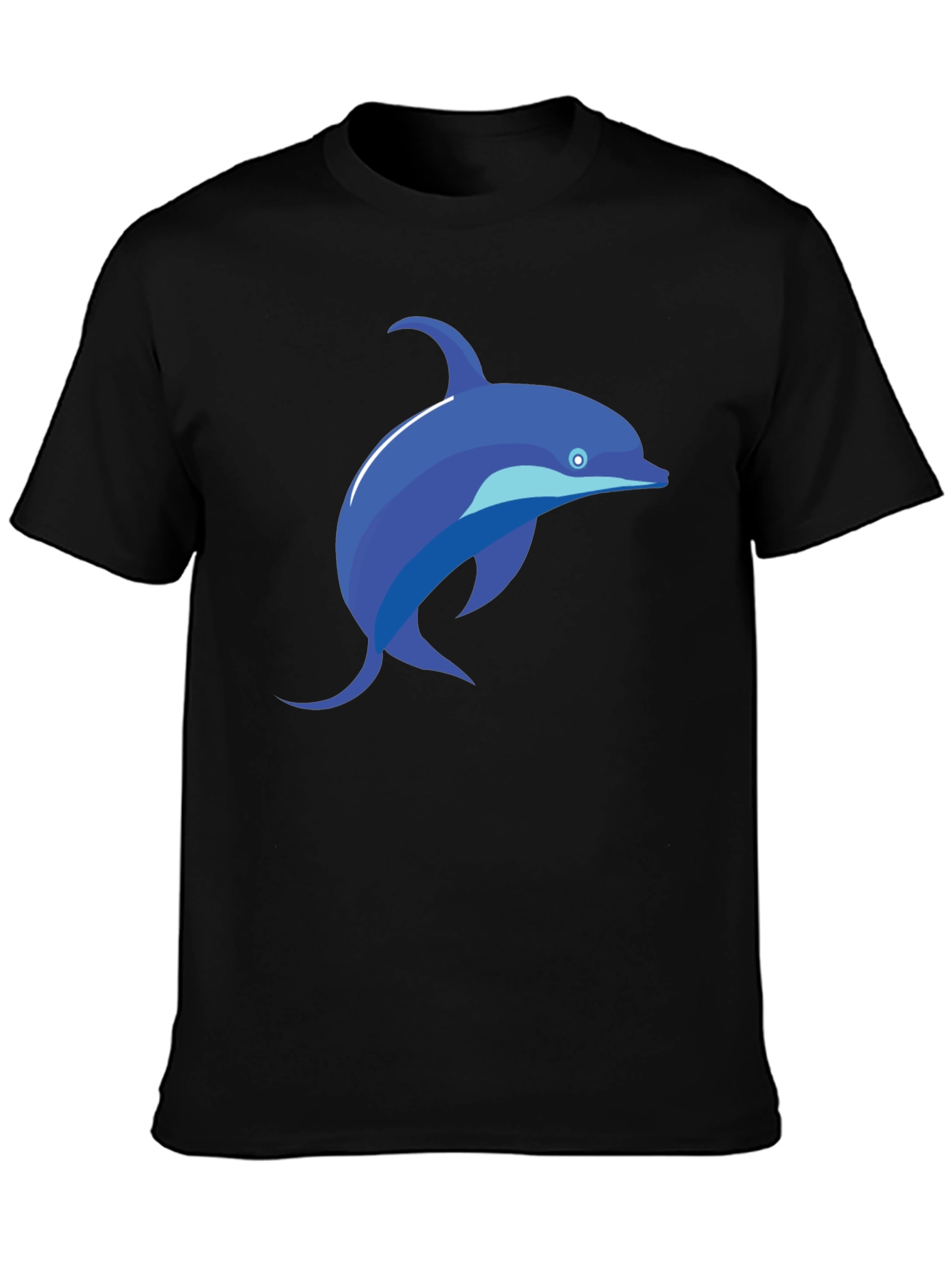 Black T-Shirt with Blue Dolphin Graphic Tee