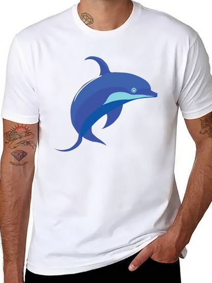 Black T-Shirt with Blue Dolphin Graphic Tee