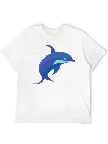 Black T-Shirt with Blue Dolphin Graphic Tee