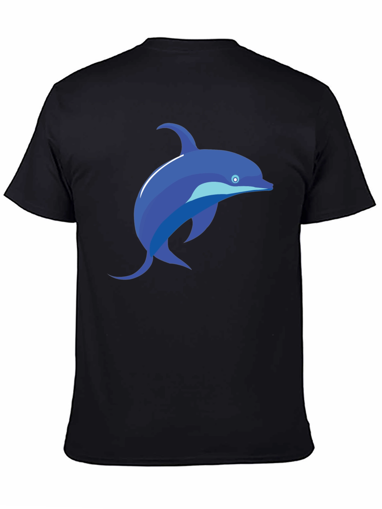 Black T-Shirt with Blue Dolphin Graphic Tee