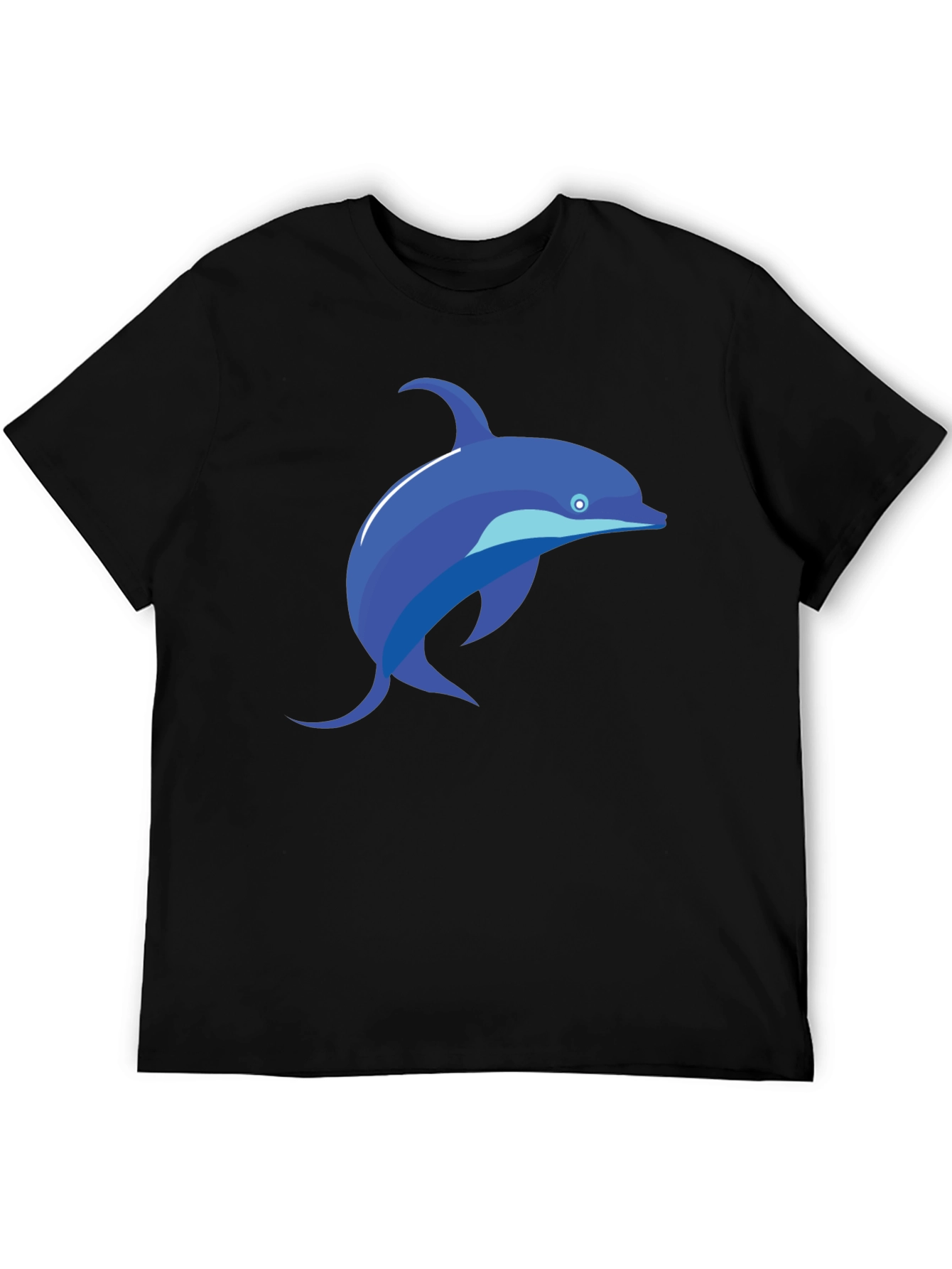 Black T-Shirt with Blue Dolphin Graphic Tee