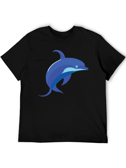 Black T-Shirt with Blue Dolphin Graphic Tee
