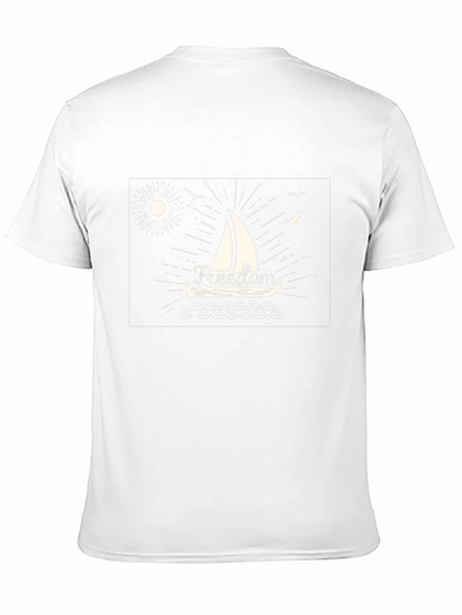Freedom Sailboat Graphic Tee - Black Cotton T-Shirt